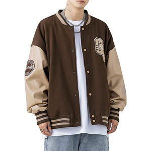 2023 nouveau Style OEM broderie personnalisée Bomber basket-ball veste universitaire Letterman personnalisé en cuir veste universitaire pour hommes - Product Image 4