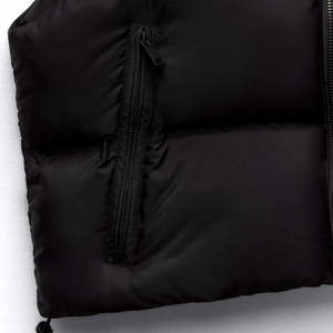 Chaquetas recortadas personalizadas, chaquetas de bombardero acolchadas para invierno, abrigos con cremallera, logotipo personalizado, chaleco sólido cálido sin mangas para niñas - Product Image 3