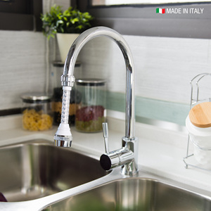 Funzione spruzzatore rubinetto cromato girevole schiuma doccia Made in Italy IDROGAS 14cm tubo flessibile Biflex adattatore giunto sferico etichetta privata - Product Image 6