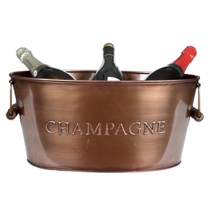 Bañera de bebida de cobre antiguo con forma cuadrada, Enfriador de botellas de vino de Metal para champán, cubo de hielo, enfriador, decoración de fiesta en la playa - Product Image 1