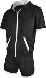 Ensemble de survêtements d'été pour hommes, 80/20 coton, polyester, mélange, sweat à capuche à motif solide, 60/40 - Product Image 6