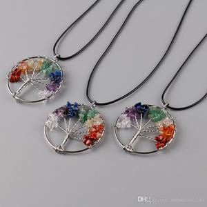 Pendentif Arbre de Vie 7 Chakras en Pierre Naturelle, Cristal Énergétique de Guérison, Bijou Spirituel Fait Main, Vente en Gros - Product Image 3