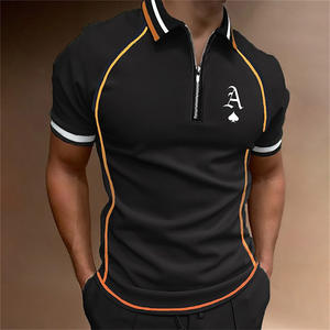 Nueva llegada personalizada algodón poliéster hombres camisetas impresas manga corta cremallera Polo camisa - Product Image 3