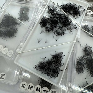 Extensions de cils volumineuses 3D-8D en cheveux synthétiques, base pointue faite à la main, noir mat, courbure CC/DD/L/M, service OEM - Product Image 5