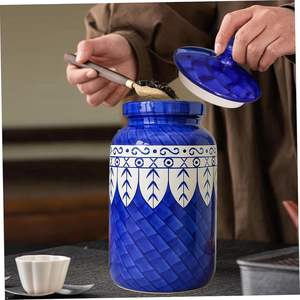 Pot en céramique de qualité supérieure pour le stockage des épices et des ingrédients secs, pot en céramique décoratif pour la décoration de cuisine moderne, fabriqué à la main - Product Image 5