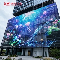 Panneau LED transparent P2.5 haute luminosité pour location, façade média pour événements et murs rideaux architecturaux