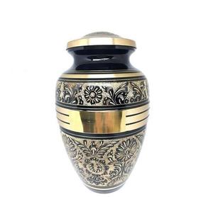 Urne funéraire en laiton pour adultes, pour cendres, design gravé noir et or, fournitures funéraires en aluminium, urnes pour cendres humaines - Product Image 5