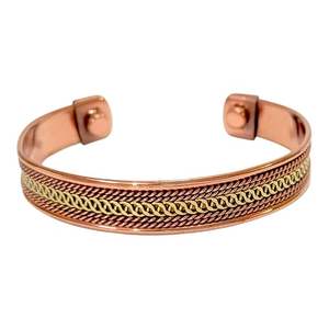 Bracelets en cuivre, joncs, motif floral, style religieux chrétien, unisexe, bijoux indiens, respectueux de l'environnement, sculptés pour - Product Image 1