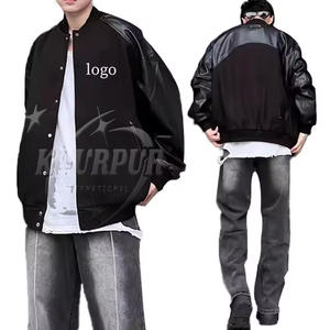 Varsity Baseball col montant veste 100% coton léger personnalisé vibrant toutes les couleurs Style Letterman avec Logo texte - Product Image 1