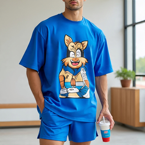 Camiseta de sublimación de gran tamaño, conjuntos de pantalones cortos para hombres, deportes, correr, trotar, conjuntos de estampado gráfico, conjuntos de pantalones cortos con estampado de secado rápido para hombres - Product Image 1