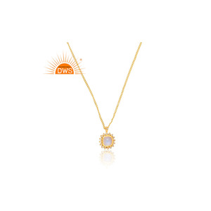 Venta caliente 925 plata esterlina chapado en oro Cz y Arco Iris Luna piedra preciosa colgante collar Demi joyería fina para mujer regalo para ella - Product Image 1