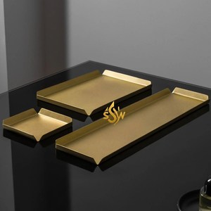 Bandeja para servir de acero inoxidable, diseño moderno pulido en oro, forma cuadrada de la mejor calidad, tamaño personalizado a bajo precio, bandeja para servir alimentos - Product Image 3