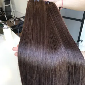 卸売生ベトナムボーンストレートダークトーン、未処理の二重描画ベトナムヘアバンドル、フルレングスヘアエクステンション