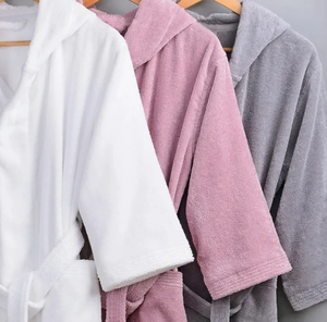 Albornoz de algodón unisex de lujo para hombres y mujeres | Bata de toalla de rizo absorbente suave - Product Image 2