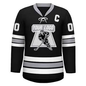 Maillot de hockey sur glace en polyester personnalisé 2025, conçu sur mesure avec impression par sublimation et logo d'équipe brodé, en vente - Product Image 2