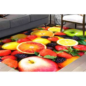 Tapis imprimé Fruits : Moderne, coloré, estival, pour cuisine, salon, avec poils doux - Product Image 4
