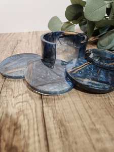 Ensemble de sous-verres classiques en bois et résine, écologiques, faits à la main, durables, pour la maison, le bureau, le café - Product Image 3