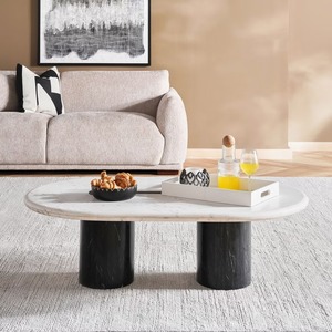Table basse haut de gamme en marbre noir et blanc massif pour les maisons modernes et le salon - Product Image 2