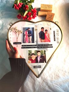 Superior Quality Decorative <b>Heart</b> Shape Brass Glass Floating Wall <b>Frame</b> for Home and Wedding Decor - Product Image 5