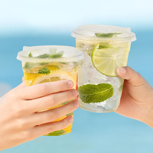 16oz Clear Durable Recyclable Plastic <b>Cups</b> Lids Sip Lids Disposable Food Safe Cold Drinks Iced Coffee <b>Smoothie</b> Juice Milkshake - Product Image 1