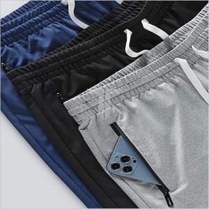 Men's Performance Tech Cotton Jogger <b>Shorts</b> High Street Style Casual Athletic Elastic Waist Plain Dyed Terry <b>Zipper</b> <b>Pockets</b> - Product Image 5