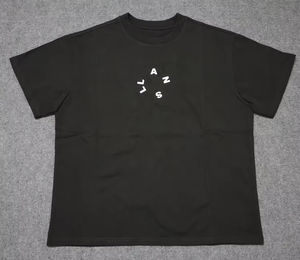 Fabricante de ropa personalizado 350 GSM 100% algodón Flock impreso antiarrugas patrón de letras de gran tamaño camisetas pesadas para - Product Image 5