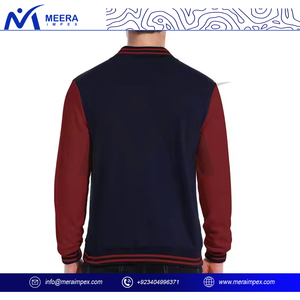 เสื้อแจ็กเก็ตเบสบอลสีกรมท่า Marron สำหรับผู้ชายเสื้อแจ็กเก็ตเบสบอลระบายอากาศได้ดีโลโก้ตามสั่ง - Product Image 4