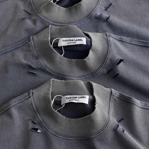 Camiseta de calle extragrande lavada con ácido Vintage para hombre, camiseta en blanco ecológica con peso pesado y logotipo personalizado para hombre - Product Image 5