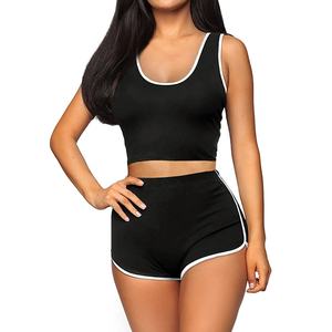 2023 femmes mode Crop débardeur Shorts pour salon ensemble solide flanelle 100% coton au-dessus du genou longueur respirant bouton - Product Image 6