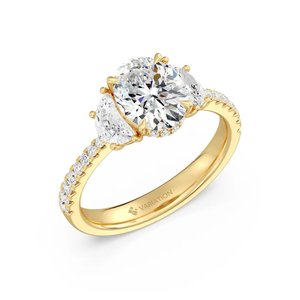 2 Ct Oval Solitaire Engagement <b>Ring</b> with Half <b>Moon</b> - Product Image 2