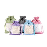 Sacs en toile de jute multi-usages avec fenêtre et cordon de serrage, pochettes cadeaux pour bijoux, pour Noël, mariage, cosmétiques, collations, fêtes, emballages