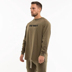 HIC personnalisé 100% coton 220gsm unisexe goutte épaule à manches longues surdimensionné Style décontracté T-Shirt pour hommes - Product Image 6