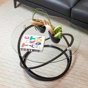 Mesa Auxiliar de Vidrio Templado, Mesas de Centro Ecológicas para Sala de Estar, Esquineras Redondas Retro, Espejo de Salón Moderno y Lujoso - Product Image 5