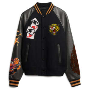 Veste de basket-ball personnalisée/Vestes d'université en laine pour hommes Veste Letterman en gros avec manches en cuir - Product Image 1