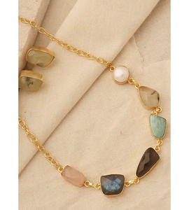 Magnifique ensemble de bijoux en pierre pour femmes avec boucles d'oreilles assorties, parfait pour les occasions spéciales et les soirées, style indien - Product Image 1