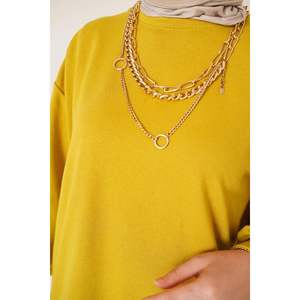 Tunique unie à deux fils vert huile - Product Image 4