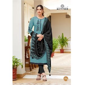 Conjunto de vestido de boda con estampado de rayón bordado de diseñador, pantalón Kurti paquistaní indio, traje estampado de rayón Dupatta para bodas - Product Image 1
