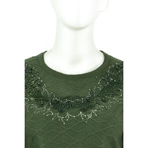 Maglione da donna con motivo a corona di edera invernale a forma di Lycra a goccia di neve lavorato a maglia per giovani madri-OPPW2022KKDKECRN18
