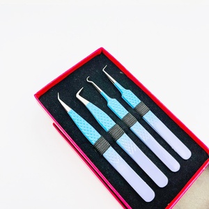 Pince à épiler pour extension de cils Diamond Grip en acier inoxydable L Bleu ciel Violet clair Revêtement en poudre durable Volume Soins personnels - Product Image 5