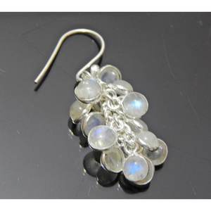 Boucles d'oreilles en argent sterling 925 de style religieux avec pierre de lune, grappe de raisins, cabochon, pierre précieuse, design tendance, pour filles et femmes - Product Image 1