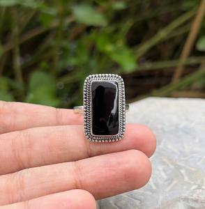 เครื่องประดับ Boho ทำด้วยมือ-925สเตอร์ลิงเงินรูปไข่ตัดหินธรรมชาติสีดำนิลแหวนพลอยกำหนดขนาดสำหรับงานแต่งงานหรืองานเลี้ยง - Product Image 4