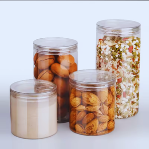 Best Seller Transparent Plastic Food Grade Pet <b>Jar</b> Wide Mouth Cylinder Plastic <b>Cookie</b> Candy <b>Jar</b> PET Food <b>Jar</b> Vietnam Manufactory - Product Image 3