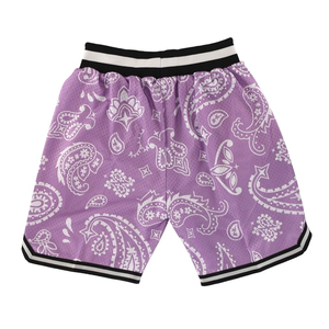 Shorts de basketball pour homme de haute qualité, imprimé paisley violet, en mesh, avec cordon de serrage, respirant, vêtements de sport d'été, coupe régulière, adulte - Product Image 5