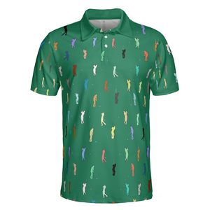 Polo de golf personnalisé direct d'usine pour hommes 100% personnaliser impression sublimée conception Performance polo de golf pour homme - Product Image 2