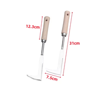 Désherbeur manuel en acier inoxydable avec manche en bois, double bord de scie plat, outil de désherbage pour jardin, patio et pavés