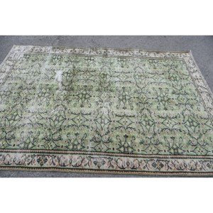 Clásico verde Beige 5,3X7,9 pies lana Aubusson diseño sala de estar alfombra Patchwork rectángulo aparador alfombra látex alfombras turcas - Product Image 3