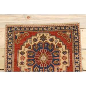 Alfombra Turca, Pequeña, 1.7x1.6 pies, Alfombra Vintage, Alfombra de Lana con Parches Rojos y Azules - Product Image 3