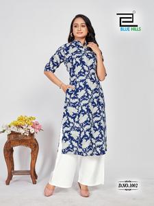 Superior Quality 14 kg Heavy Rayon Digital Print Princess Cut Style Wedding/Traditional Wear <b>Kurti</b> Collection for Women Maruti - Product Image 4