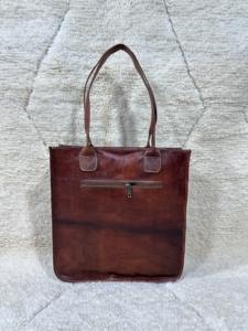 Morocco Design Moroccan Leather <b>Women's</b> Handmade Satchel <b>Bag</b> Boho Berber Vintage Style Genuine Leather Zipper Closure - Product Image 4