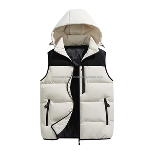 Gilet matelassé de printemps pour hommes Capuche détachable | Respirant imperméable à l'huile résistant aux taches Spandex/Polyester Gilet chaud vêtements d'extérieur OEM - Product Image 3